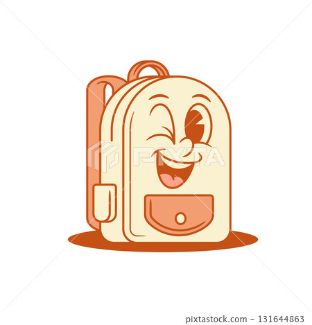 Funny smiling schoolbag back to school cartoon character winked isometric vector illustration Funny smiling schoolbag back to school cartoon character winked isometric vector illustration 131644863