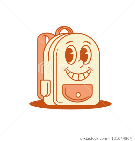 Smiling happy schoolbag back to school cartoon character isometric vector illustration Smiling happy schoolbag back to school cartoon character isometric vector illustration 131644864