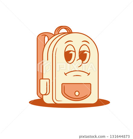 Upset sad tired schoolbag back to school cartoon character isometric vector illustration Upset sad tired schoolbag back to school cartoon character isometric vector illustration 131644873