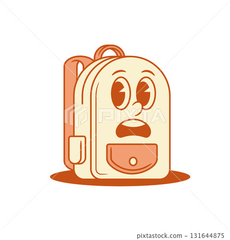 Scared schoolbag back to school cartoon character isometric vector illustration 131644875