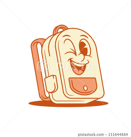 Comic schoolbag back to school cartoon character winked isometric vector illustration Comic schoolbag back to school cartoon character winked isometric vector illustration 131644884