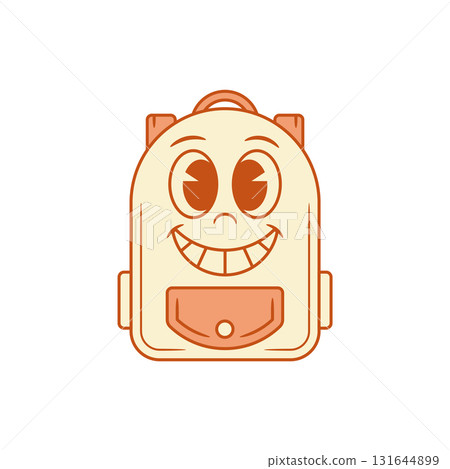 Comic teeth smile schoolbag back to school cartoon character vector flat illustration 131644899
