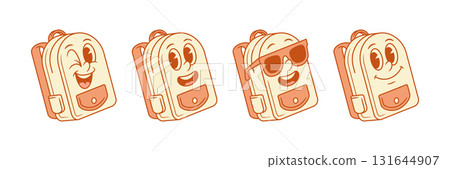 Cheerful schoolbag back to school cartoon character set isometric vector illustration Cheerful schoolbag back to school cartoon character set isometric vector illustration 131644907