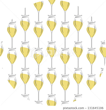 Stylized Outline Wine Glass with spot as White Wine Pattern on Round Backdrop Wine Thematic Backdrop 131645106