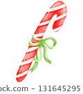 Watercolor hand painted candy cane 131645295