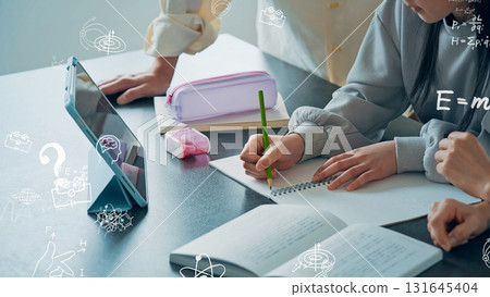 Image of a girl being taught and science and technology Image of a girl being taught and science and technology 131645404
