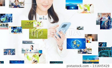 Women using smartphones and video content 131645429