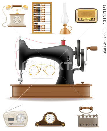 lots of different big set of much objects retro old vintage items cartoon stock vector illustration 131645571