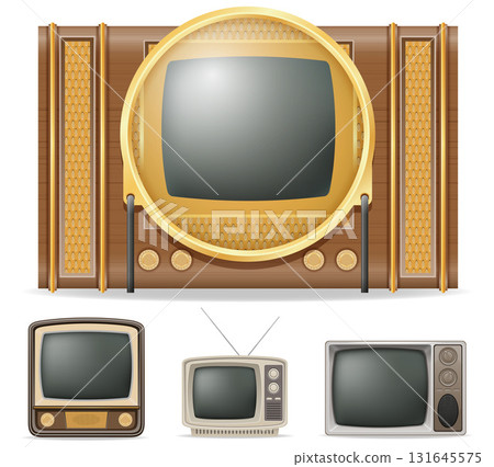 retro tv old vintage items cartoon stock vector illustration 131645575