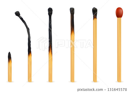 wooden burnt matches cartoon stock vector illustration 131645578