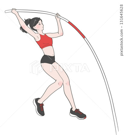 Illustration of a girl pole vaulting Illustration of a girl pole vaulting 131645628
