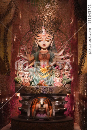 Serene Contemporary Shanti Roop Goddess Durga Idol with Mahishasura Below Serene Contemporary Shanti Roop Goddess Durga Idol with Mahishasura Below 131645701