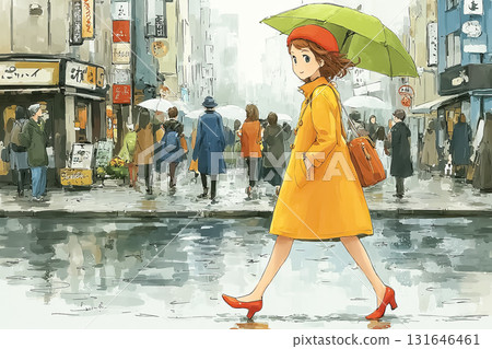 Miyu Series: Miyu walking with an umbrella 131646461