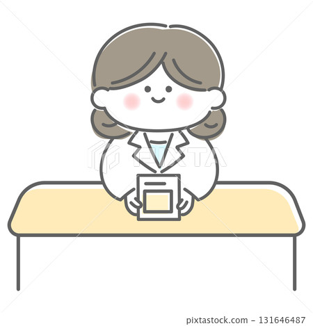 藥劑師在接待處分發藥品 藥劑師在接待處分發藥品 131646487