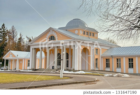 An exterior photograph of the majestic Hedon Spa Hotel in Parnu, Estonia, specifically highlighting the fully restored, historic Neoclassical Mud Bathhouse Mudaravila building An exterior photograph of the majestic Hedon Spa Hotel in Parnu, Estonia, specifically highlighting the fully restored, historic Neoclassical Mud Bathhouse Mudaravila building 131647190