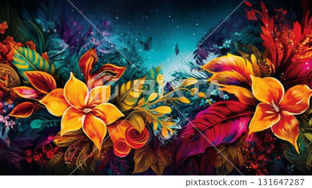 Vibrant nature design, blending organic elements and creativity 131647287