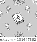 Seamless Halloween pattern with pumpkin,book, spider web 131647362