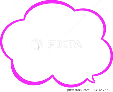 簡單蓬鬆的粉紅對話泡泡。尾巴尖位於右下方。手繪設計,可愛易用。 簡單蓬鬆的粉紅對話泡泡。尾巴尖位於右下方。手繪設計,可愛易用。 131647469