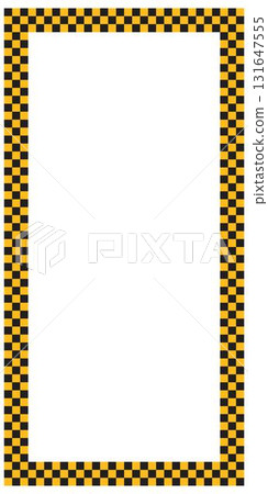 Rectangle frame with black and orange taxi car print isolated on white background. Vignette with chequered pattern. Rectangular geometric framework. Vector flat illistration Rectangle frame with black and orange taxi car print isolated on white background. Vignette with chequered pattern. Rectangular geometric framework. Vector flat illistration 131647555