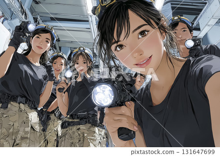 Illustration material of a woman working at an underground construction site 131647699