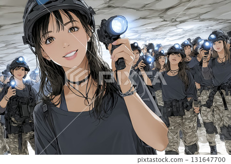 一名婦女在地下建築工地工作的插畫素材 131647700
