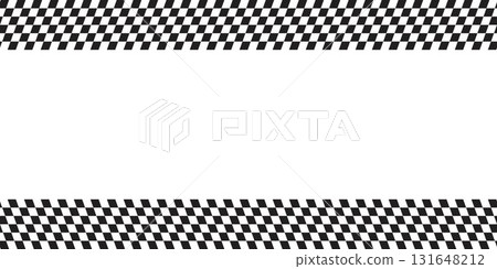 Top and bottom borders with diagonal race flag or checkerboard print. Chess game or rally sport car competition background. Tilted black and white checkered pattern. Vector illustration Top and bottom borders with diagonal race flag or checkerboard print. Chess game or rally sport car competition background. Tilted black and white checkered pattern. Vector illustration 131648212