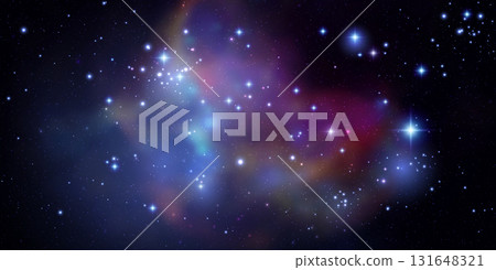 Vector illustration of a realistic galaxy in deep space with glowing stars and cosmic dust 131648321