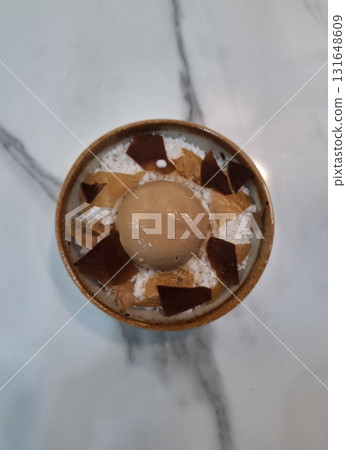 Coffee ice cream dessert in bowl Coffee ice cream dessert in bowl 131648609
