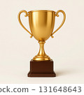 Golden Trophy Cup on Wooden Base 131648643