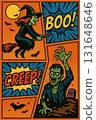 Halloween Comic Style Illustration with Witch and Zombie 131648646