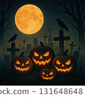 Halloween Jack o Lanterns in Graveyard 131648648