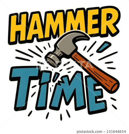 Hammer Time Cartoon Illustration 131648654