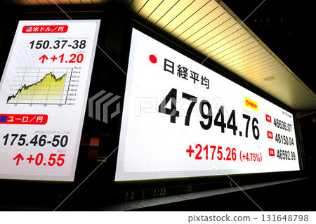日本東京市景:股價創歷史新高47,944日圓76仙。股價/收盤價=10月6日,日本橋兜町 日本東京市景:股價創歷史新高47,944日圓76仙。股價/收盤價=10月6日,日本橋兜町 131648798