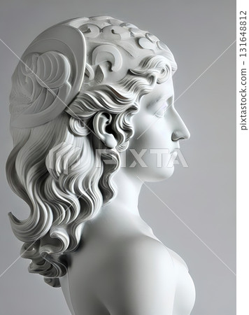 a marble bust depicting a figure from classical antiquity. Visage of Antiquity. 131648812
