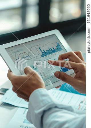hands holding tablet with stagflation charts, modern office environment, serious mood, pastel gray background, tight vertical composition, ambient lighting --ar 2:3 --v 6 Job ID: d57321ae-3c1e-4de6 131648960
