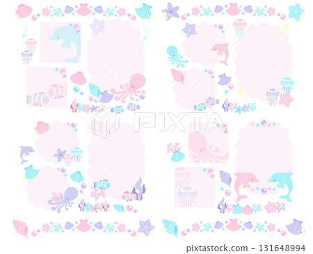 Pastel sea creatures template set 131648994