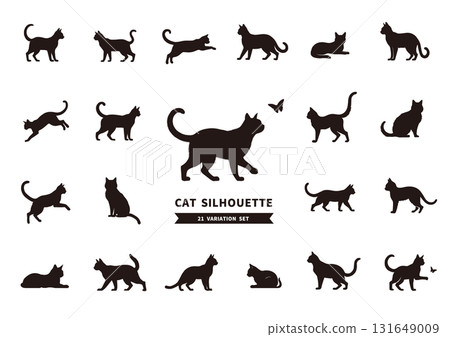 Cat silhouette set - Vector illustrations that can be used for designs and logos Cat silhouette set - Vector illustrations that can be used for designs and logos 131649009