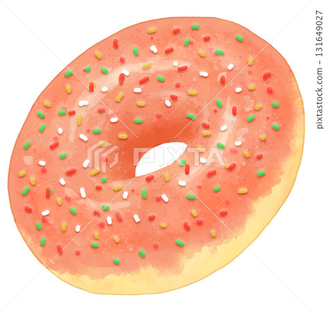 Realistic donut with holes (strawberry + colored spray) Realistic donut with holes (strawberry + colored spray) 131649027