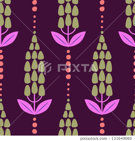 Beautiful blooming grass seamless pattern on a dark background. Flowering heather bushes. Romantic background for fabric design. vector illustration. Beautiful blooming grass seamless pattern on a dark background. Flowering heather bushes. Romantic background for fabric design. vector illustration. 131649060