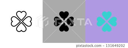 Four-leaf clover color and monochrome icon set 131649202