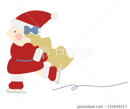 可愛的女孩聖誕老人滑冰 可愛的女孩聖誕老人滑冰 131649317