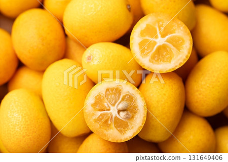 Fresh kumquats fruit texture background 131649406