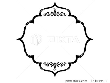 Ornamental Asian frame with luxurious ornamentation and hand-drawn rough brushstrokes. 131649492
