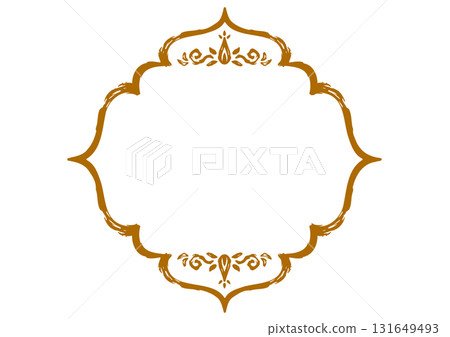 Ornamental Asian frame with luxurious ornamentation and hand-drawn rough brushstrokes. 131649493