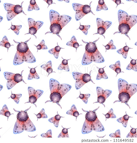 Watercolor illustration of mystical moth, butterfly seamless pattern, symbolizing transformation, intuition, and night magic. Perfect for esoteric projects, rituals, Wicca, and mystery-themed designs. Watercolor illustration of mystical moth, butterfly seamless pattern, symbolizing transformation, intuition, and night magic. Perfect for esoteric projects, rituals, Wicca, and mystery-themed designs. 131649582