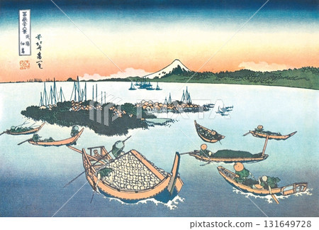 葛飾北齋富士山三十六景#12 佃島、扶餘 131649728