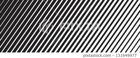 Tilted lines of different thikness. Black slanted parallel stripes on white background. Oblique straight strips print with gradient effect. Diagonal streaks wallpaper. Vector graphic illustration 131649977