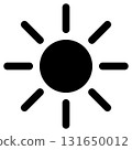 sun silhouette symbol icon shape, black and white illustration 131650012