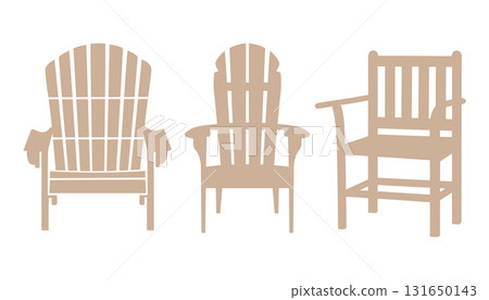 SEO Title: Wooden Chair Silhouette Collection Vector. Outdoor and Interior Furniture Set. 131650143