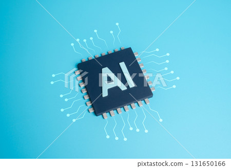 Chip with AI. Artificial intelligence and microelectronics. High tech industry. Concept of innovation, digital transformation, and the future of smart devices, automation, and data analytics. Chip with AI. Artificial intelligence and microelectronics. High tech industry. Concept of innovation, digital transformation, and the future of smart devices, automation, and data analytics. 131650166